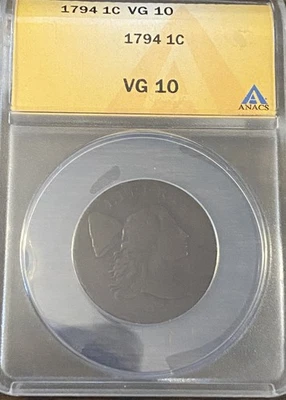 1794 S-29 Large Cent ANACS VG10 Nice Surfaces! - Image 1 of 4