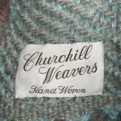 Винтажное бордовое плетеное вручную плед Churchill Weavers оригинальный ярлык 46X70 дюймов (D3) - Изображение 1 из 4