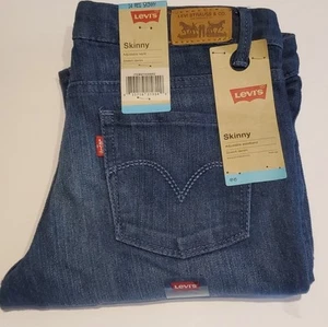 Levi's Girls Blue Skinny Stretch Denim Jeans - Sz 14R 2 Available NWT - Picture 1 of 6