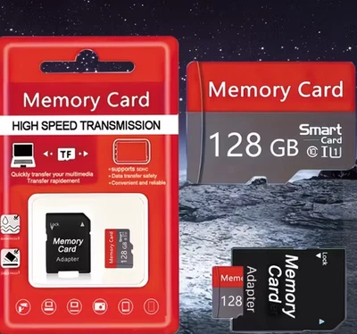 Scheda Mini SD TF 128GB incluso + adattatore smartphone fotocamere pc consol - Immagine 1 di 3