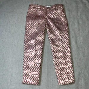 J. Crew Collection Straight Pants Metallic Gold & Orange Sz 4 Lined Low Rise - Picture 1 of 12