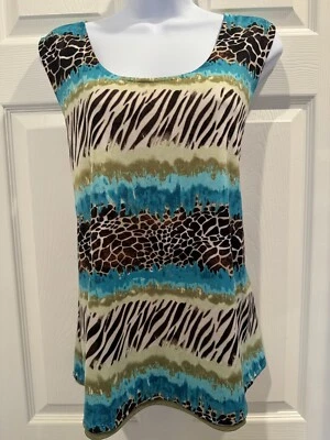 Camiseta sin mangas reversible con estampado de animales colorida de Sharagano nueva XL sin mangas Foto 1 de 4