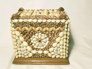 Sailors Valentine Seashell Box Piggy Bank - 8" x 6" x 7" tall - Picture 1 of 7