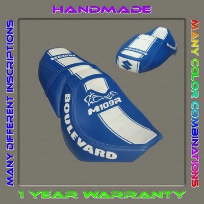 CUSTOM Design (Blue+White+strips) Seat Cover Suzuki BOULEWARD M109R 2006+ - Image 1 of 4