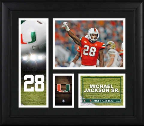 Michael Jackson Miami Hurricanes Framed 15" x 17" Player Collage Cover