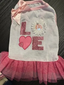 Adorable PS+ Love White / Pink Puppy/Dog Dress XS New! - Picture 1 of 5