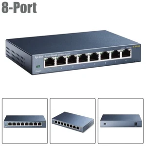 8-Port 10/100/1000Mbps Gigabit Network LAN Ethernet Desktop Metal Switch Laptop - Picture 1 of 4