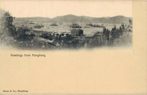 Postal vintage de saludos de Hong Kong desde Hong Kong 03,53 - Imagen 1 de 2