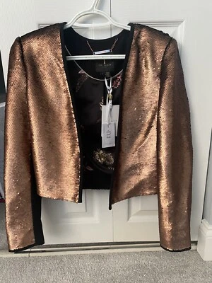 Blazer Chaqueta Ted Baker Zalee Lentejuelas Cortas Marrón Talla TB 1. US 0-2 Foto 1 de 4