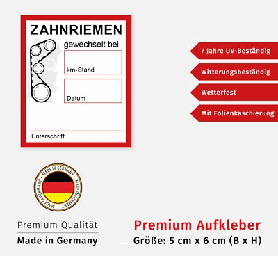 Aufkleber Zahnriemen gewechselt Service Wechsel Kundendienst Wartung Auto KFZ - Bild 1 von 3