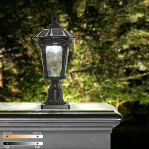 Outdoor Solar Lamp Post Light with Pier Mount Dimmable LED Column Light Fixtures - Picture 1 of 11