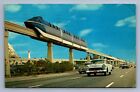 Postcard Vtg Disneyland Operating Monorail Train Transport Over Highway 1962