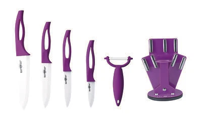 Messer Set 6 teilig Keramik Küchenmesser mit Ständer Allzweck Messer Design - Bild 1 von 3