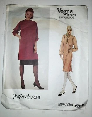VOGUE Patterns YVES SAINT LAURENT 2773 Size 12UK Vintage Sewing PartCut RESTORED - Image 1 of 4