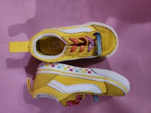 Vans Shoes Toddler 5 Old Skool Skate Sneakers Lace Up Flats 508357 Yellow Canvas - Picture 1 of 2