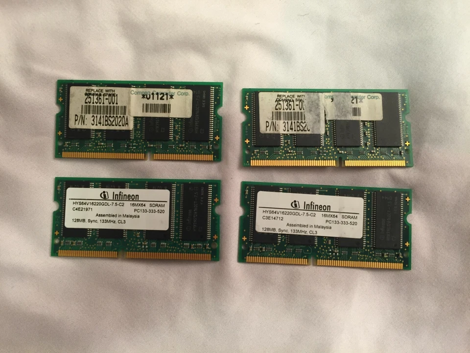 (4) Infineon 128MB (512MB) PC133 HYS64V16220GDL-7.5 - Image 1 of 1