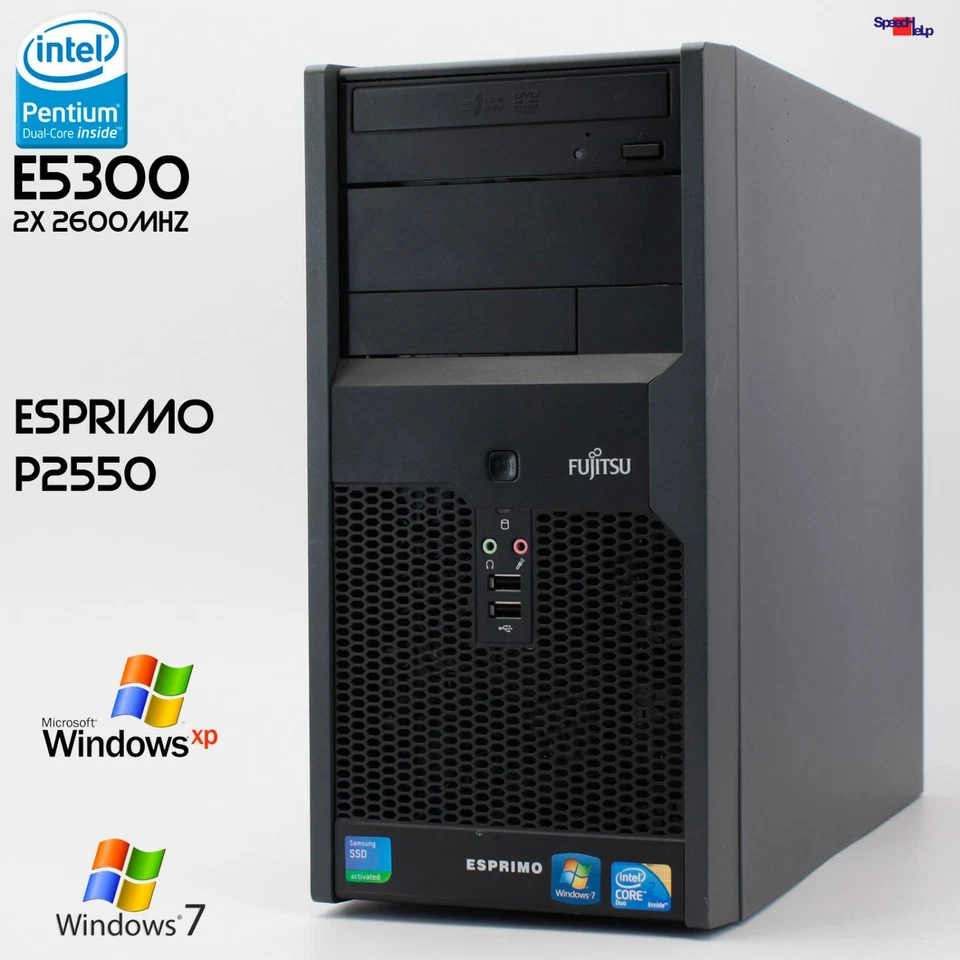 PC Computer Fujitsu Esprimo P2550 D2950 NVIDIA GEFORCE RS-232 Windows XP 500GB - Image 1 of 4