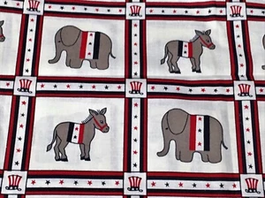 Vintage Political Election Fabric Democrat Donkey Republican Elephant Vote .97Yd - Picture 1 of 5