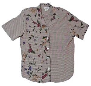 Alfred Dunner Damen Bluse Burgund Blumen/Geometrisch Kurzarm mit Pads Größe PL - Bild 1 von 9