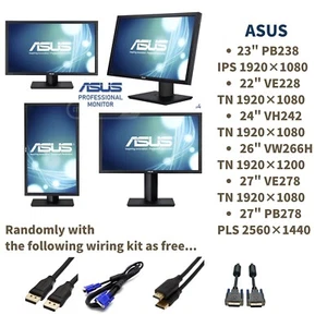 ASUS 22" 23" 24" 26" 27" LCD Widescreen Monitor DP 1080p up to 2K W/ Stand Core - Picture 1 of 35