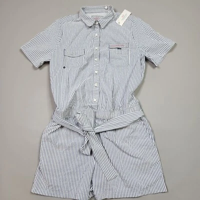 New Vineyard Vines Performance Seersucker Harbor Romper Deep Bay Striped Sz 12 - Image 1 of 4