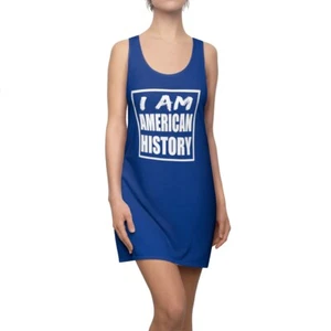 Women's Racerback Dress Blue Tank Dress American Pride Dress Casual Sexy Dress - Picture 1 of 43