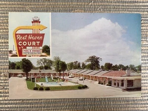 Rest Haven Court Springfield Missouri US 66 Chrome Postkarte Aurora - Bild 1 von 2