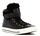 Converse Chuck Taylor All Star Faux Fur Lined Black Leather High Tops (UK 7)