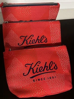 3x Estuche Bolsa Cosméticos Maquillaje Kiehl’s Andrew Bannecker Rojo Edición Limitada Foto 1 de 2