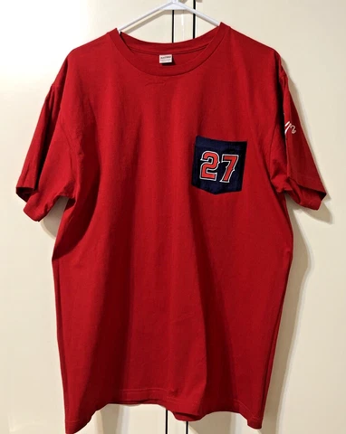 Mike TROUT  t shirt Anaheim ANGELS MLB  Red W/ Blue pocket RARE!! XL Cover