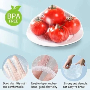 Plastic Wrap Food Cover Elastic Food Lids for Fresh Keeping 100pcs Disposable - Picture 1 of 6