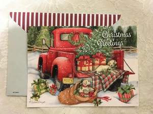 SUSAN WINGET Vintage Red Truck Christmas Greeting card - Picture 1 of 1