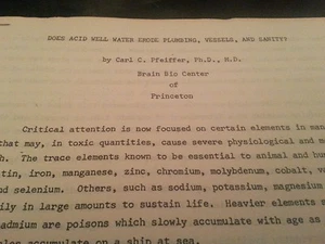 Vtg Report Study Acid Rain Well Water Brain Bio Center Princeton Carl Pfeiffer - Picture 1 of 3