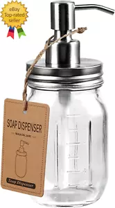 Mason Jar Soap Dispensers, Rustproof Stainless Steel Lid &Pump Refillable - Picture 1 of 12