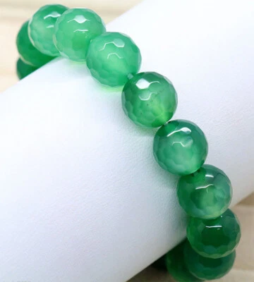 Brazalete de cuentas redondas gemas de jade verde facetado genuino natural 6/8/10/12 mm 7,5' Foto 1 de 3