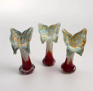 Vintage Kunstglas Jack in the Pulpit Vase bunt mundgeblasen Wirbel rot weiß - Bild 1 von 18