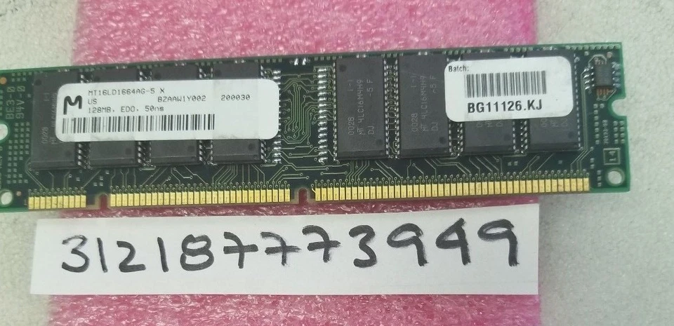 128mb 1rx4 edo 50ns 3.3 volt single rank   16x4 168pin non-ecc unbuffered   - Image 1 of 1