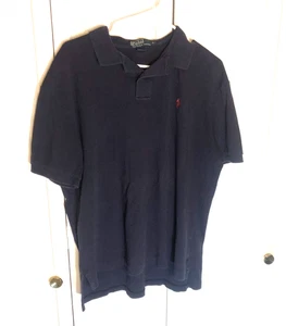 Men's Polo by Ralph Lauren Navy Blue Short Sleeve Cotton Polo Shirt Size Large - Picture 1 of 5