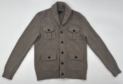 Cárdigan Suéter Banana Republic Para Hombres Medio Tostado Lana Bolsillos Abuelo Academia Foto 1 de 4