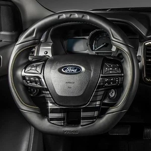 Ford Ranger PX2 3 MSRT Valentino Rossi VR46 Custom Black Leather Steering Wheel - Picture 1 of 7