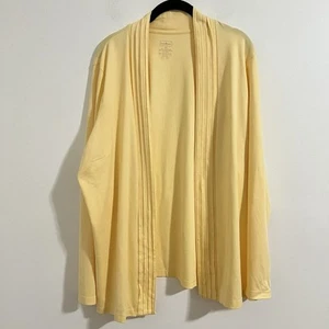 L.L. Bean offene Strickjacke Größe 2X gelb plus Plissee vorne Supima Baumwolle minimal - Bild 1 von 5