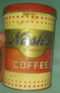 Nash's Toasted Coffee Tin Can 2 lb Steel Cut w/lid - Picture 1 of 10