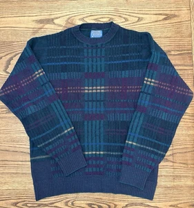Vintage 90s Pendleton Men’s Large Multi-Color Wool Classic Crewneck Knit Sweater - Picture 1 of 5