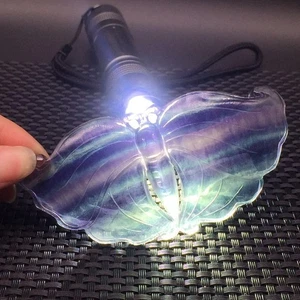 Natürlicher Regenbogen Fluorit Quarz Kristall geschnitzt Schmetterling Heilung dekorieren 3,96 Zoll - Bild 1 von 8