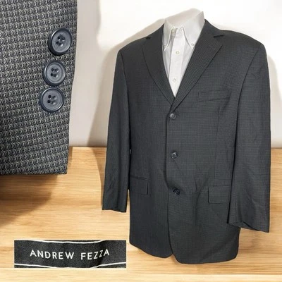 Andrew Fezza Sport Coat Mens 40R Multicolor Textured Wool Three Buttons - Image 1 of 4