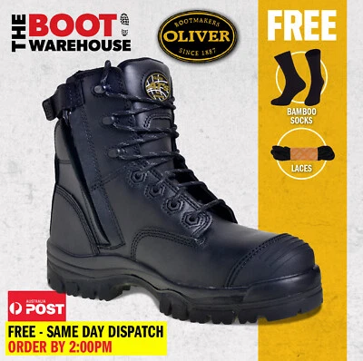 Oliver Work Boots, 45645Z, Zip, Lace-Up, Non-Metal, Composite Toe Cap Safety NEW - image 1 of 4