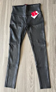 SPANX Faux Leather Leggings Style#2437 Size Medium Petite Black NWT - Picture 1 of 7