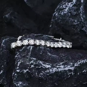 Tennis Bracelet 8CT Round 4MM Lab Created Diamond Womens 14k White Gold Plated - Picture 1 of 3
