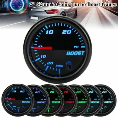 Vehicle Instruments Car Turbo Boost Gauge PSI AUTO Meter Blue Color Led 2" 52mm - Image 1 of 4