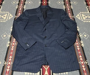 Zegna Wool Suit Mens 44L Blue 3-Button Traveller Micronsphere HR - Picture 1 of 9